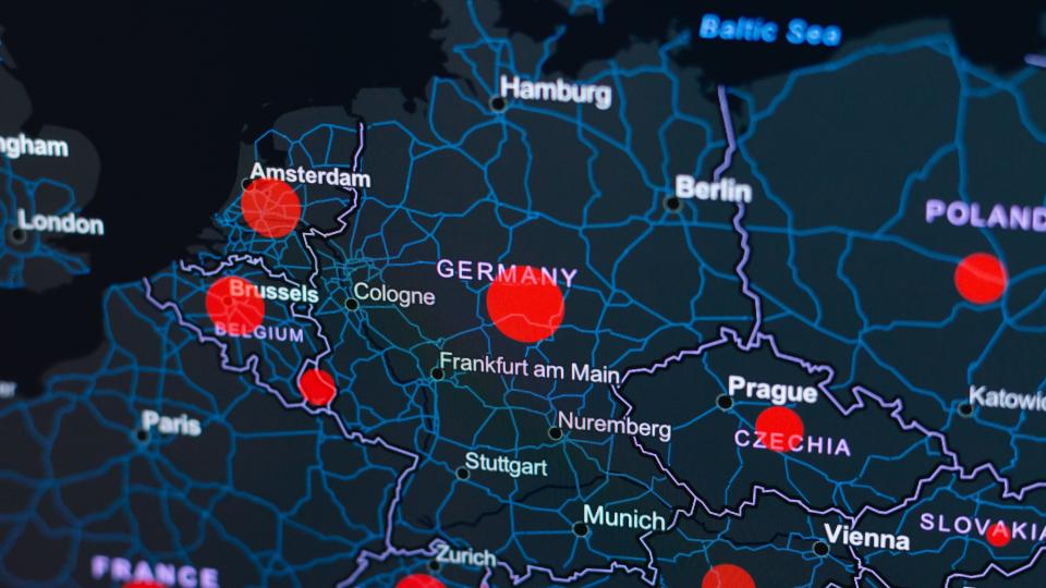 Bild einer digitalen Karte von Europa